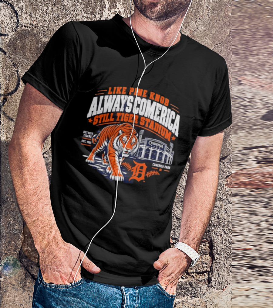 Detroit Tigers 2026 Pine Knob Comerica Tiger Stadium Est 1901 Iconic Baseball Tiger T-Shirt