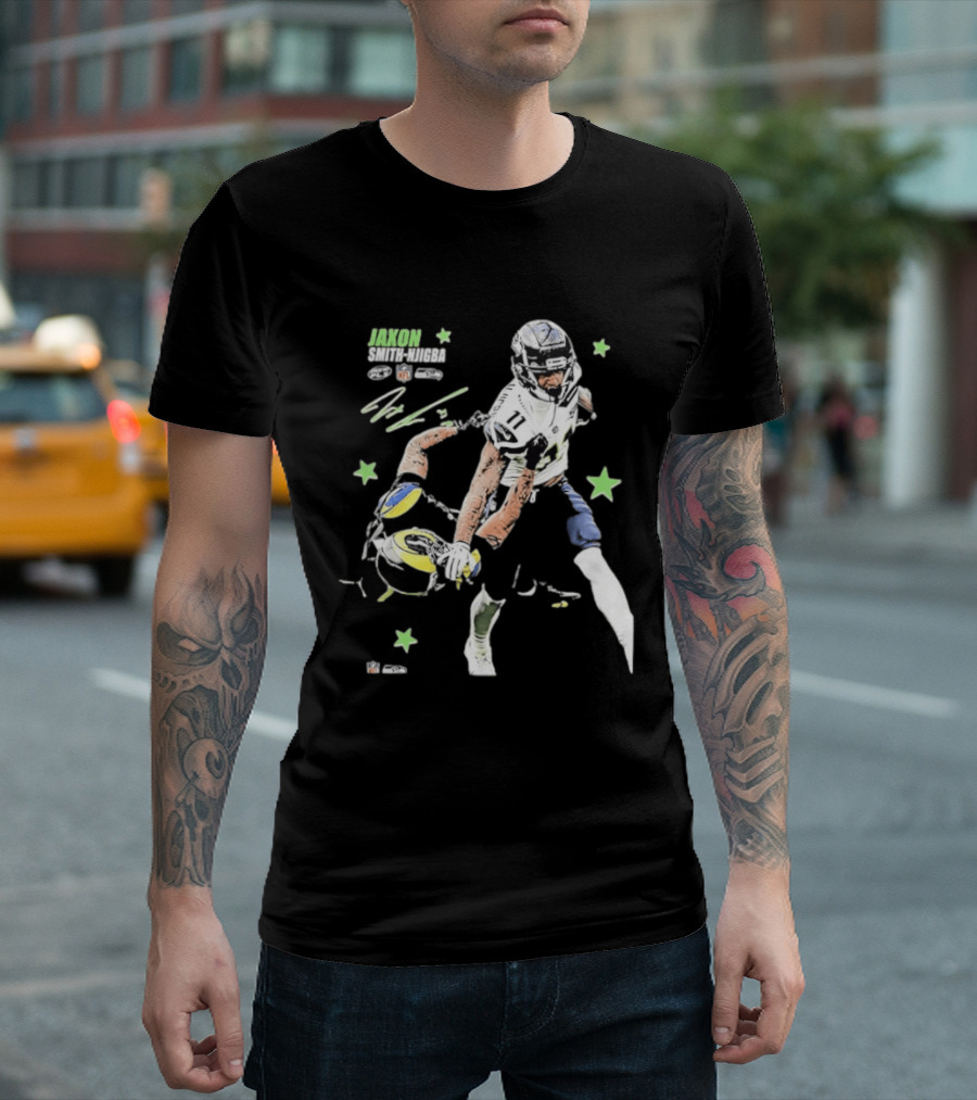 Jaxon Smith Njigba Seattle Seahawks NFL Vs LA Rams Football Art Star Player 11 T-Shirt