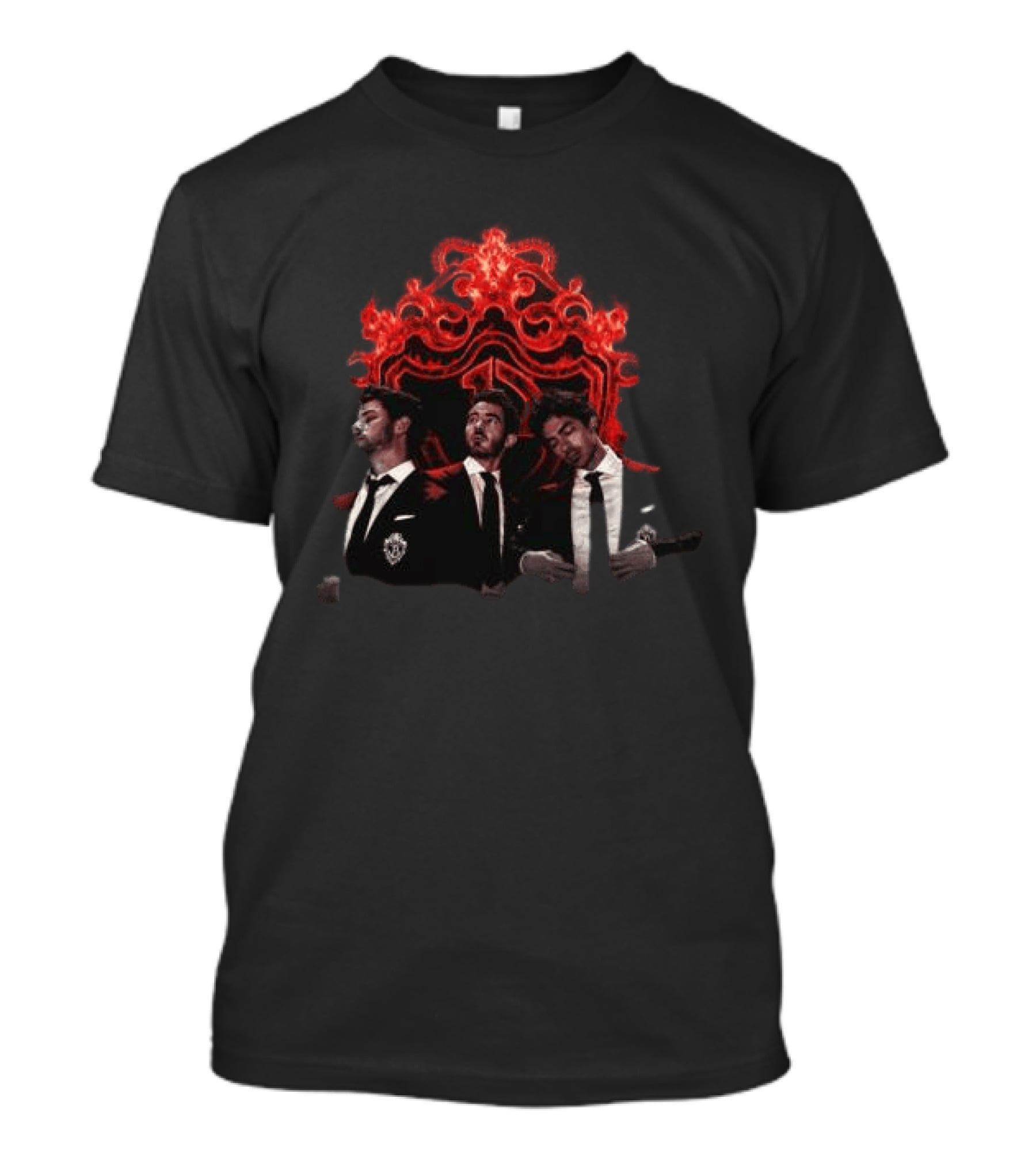 Jonas Brothers Burning Up Crest Tour Fiery Red Suits T-Shirt