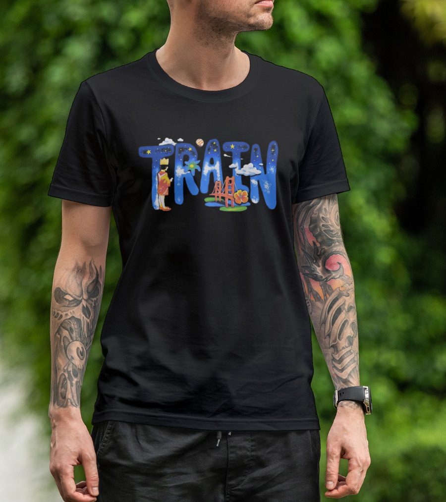 Train X Manhead Store Starry 2026 Tour Golden Gate Bridge Planet And Flowers T-Shirt