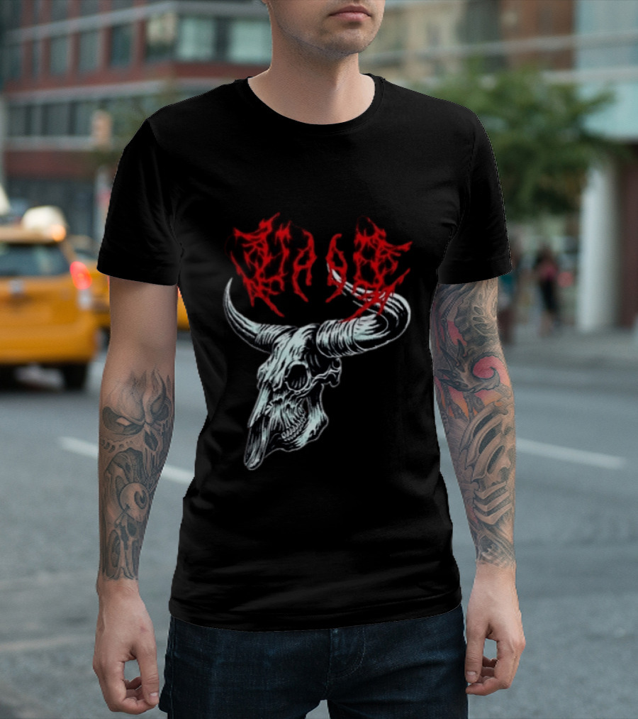 Merchdrop Upon A Burning Body Metal Texas Skull Red T-Shirt