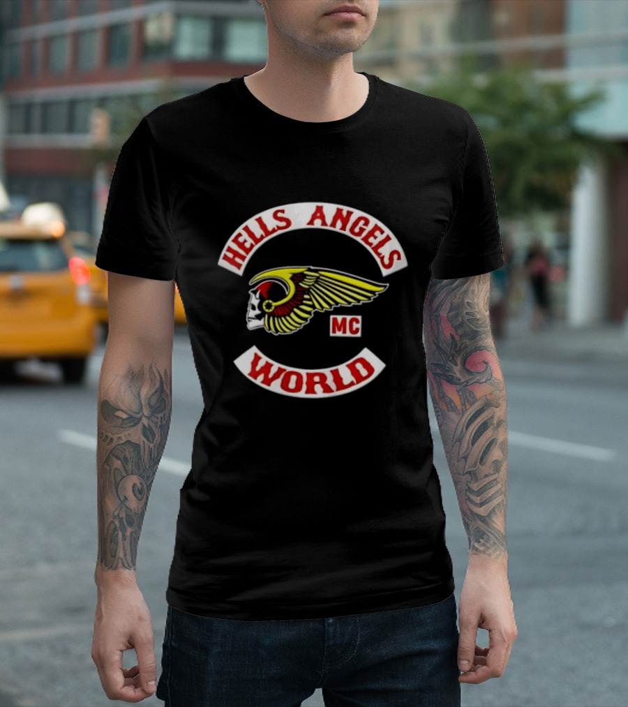 Hells Angels Skull Winged Helmet MC World T-Shirt