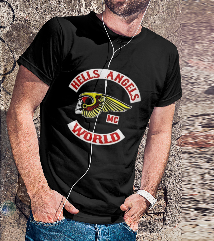 Hells Angels Skull Winged Helmet MC World T-Shirt