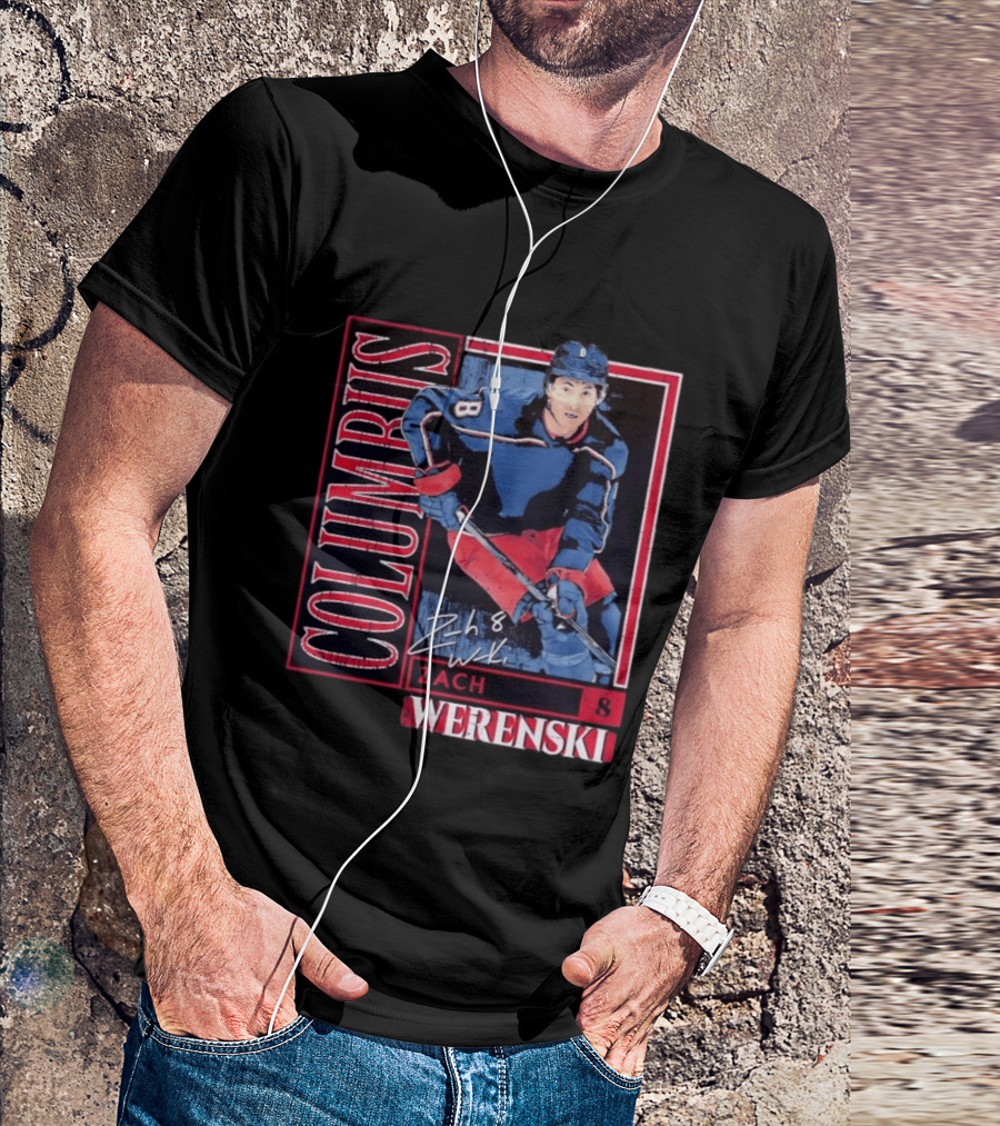 Zach Werenski 8 Columbus Blue Jackets Hockey Card T-Shirt