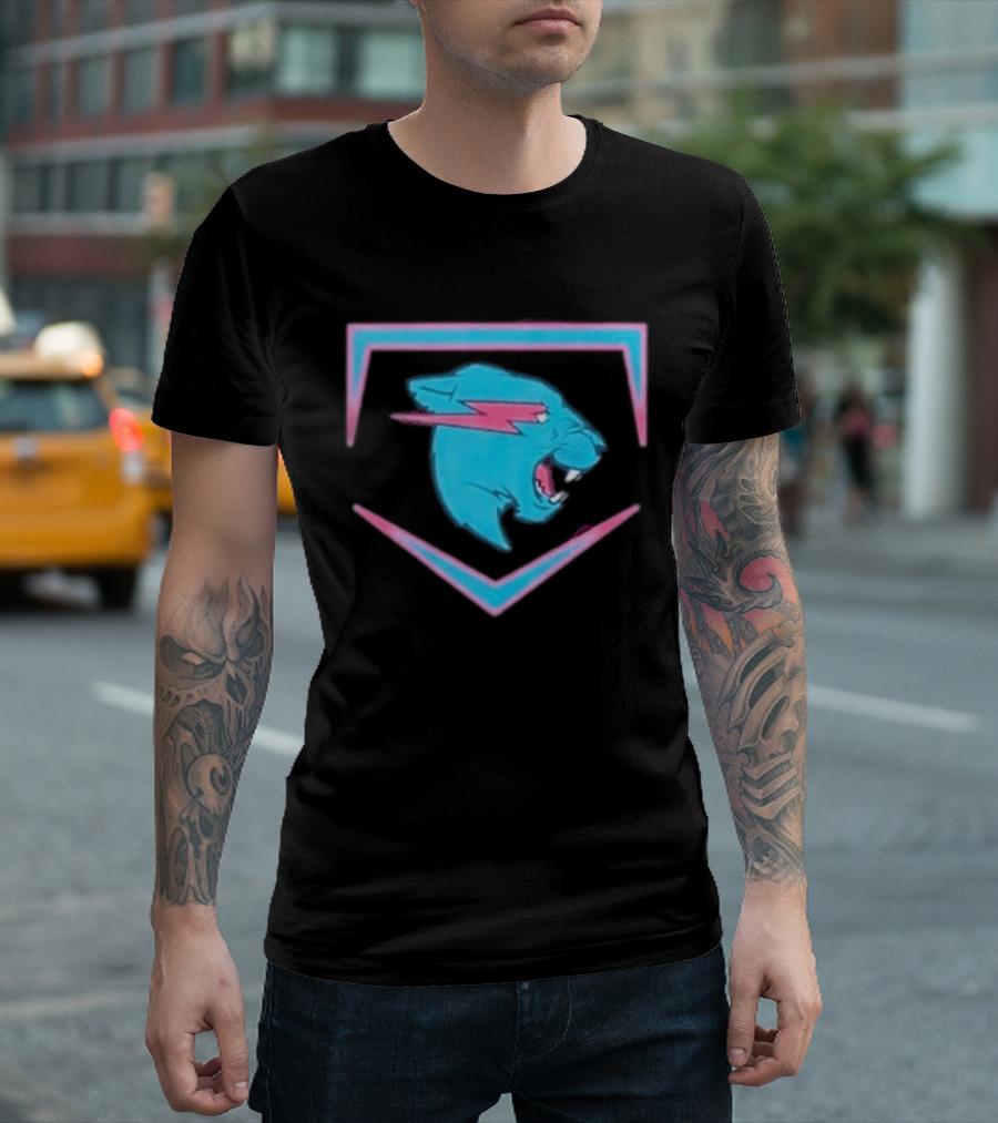 MrBeast Beast Edition Blue Panther Lightning Bolt T-Shirt
