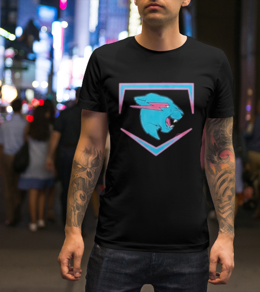 MrBeast Beast Edition Blue Panther Lightning Bolt T-Shirt