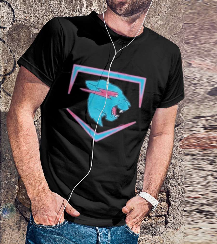 MrBeast Beast Edition Blue Panther Lightning Bolt T-Shirt