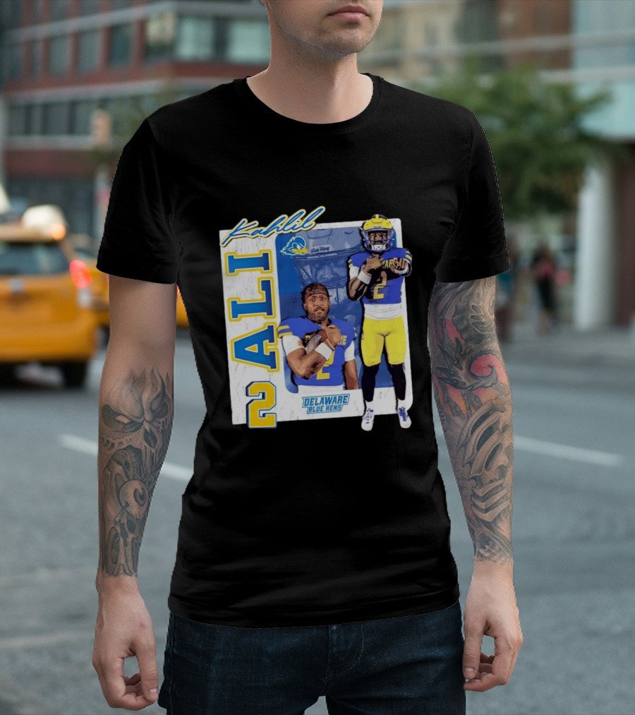 Kahlil Ali Delaware Blue Hens Football No 2 Collage T-Shirt