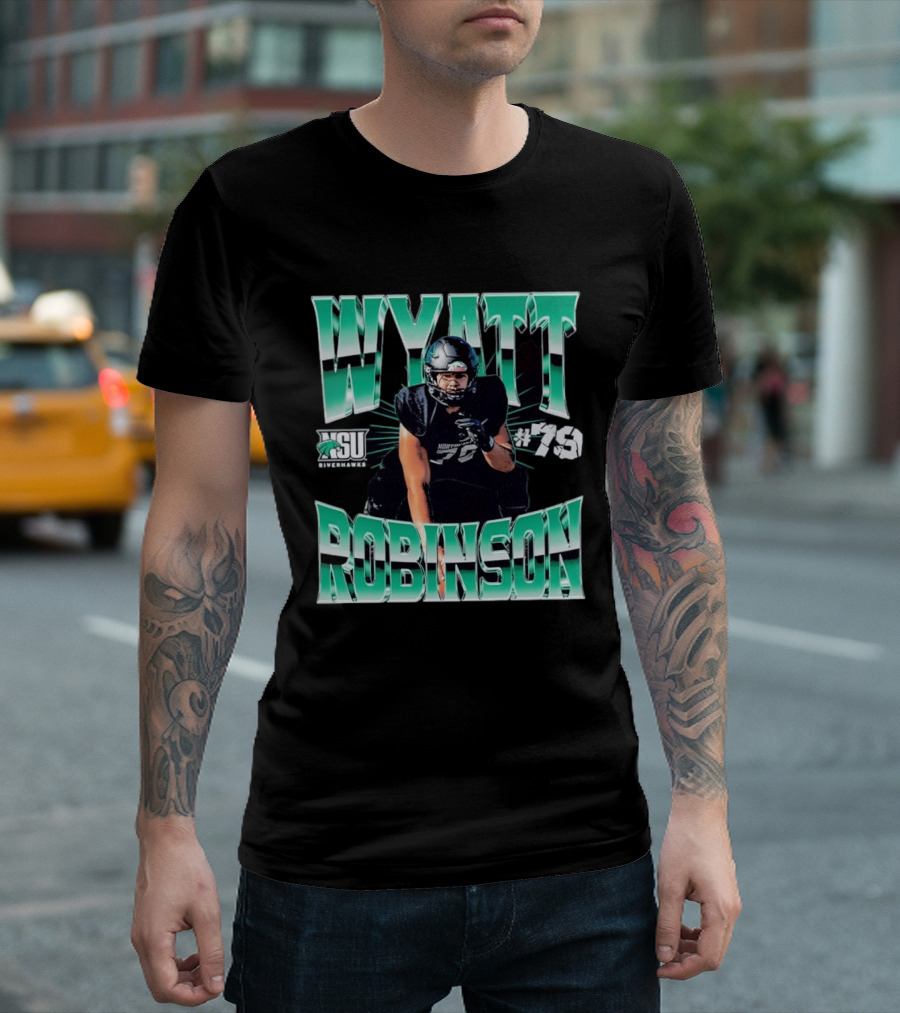Northeastern State University RiverHawks Football Wyatt Robinson #79 T-Shirt
