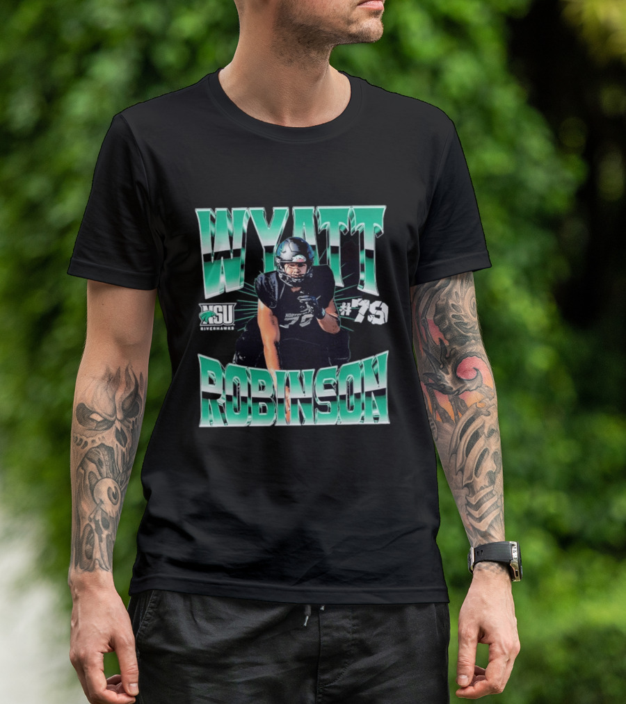 Northeastern State University RiverHawks Football Wyatt Robinson #79 T-Shirt