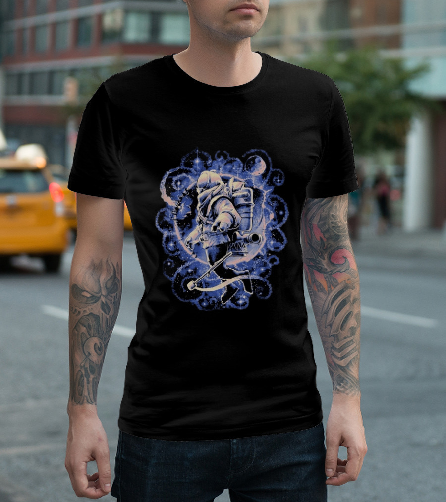 Outer Wilds Astronaut Exploring Celestial Wonders In Cosmic Adventure T-Shirt