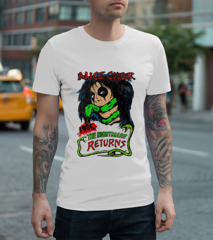 Alice Cooper The Nightmare Returns 1986 Constrictor Raglan T-Shirt