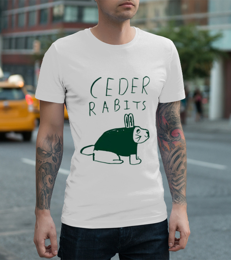 Cedar Rapids Ceder Rabits Playful Drawing T-Shirt