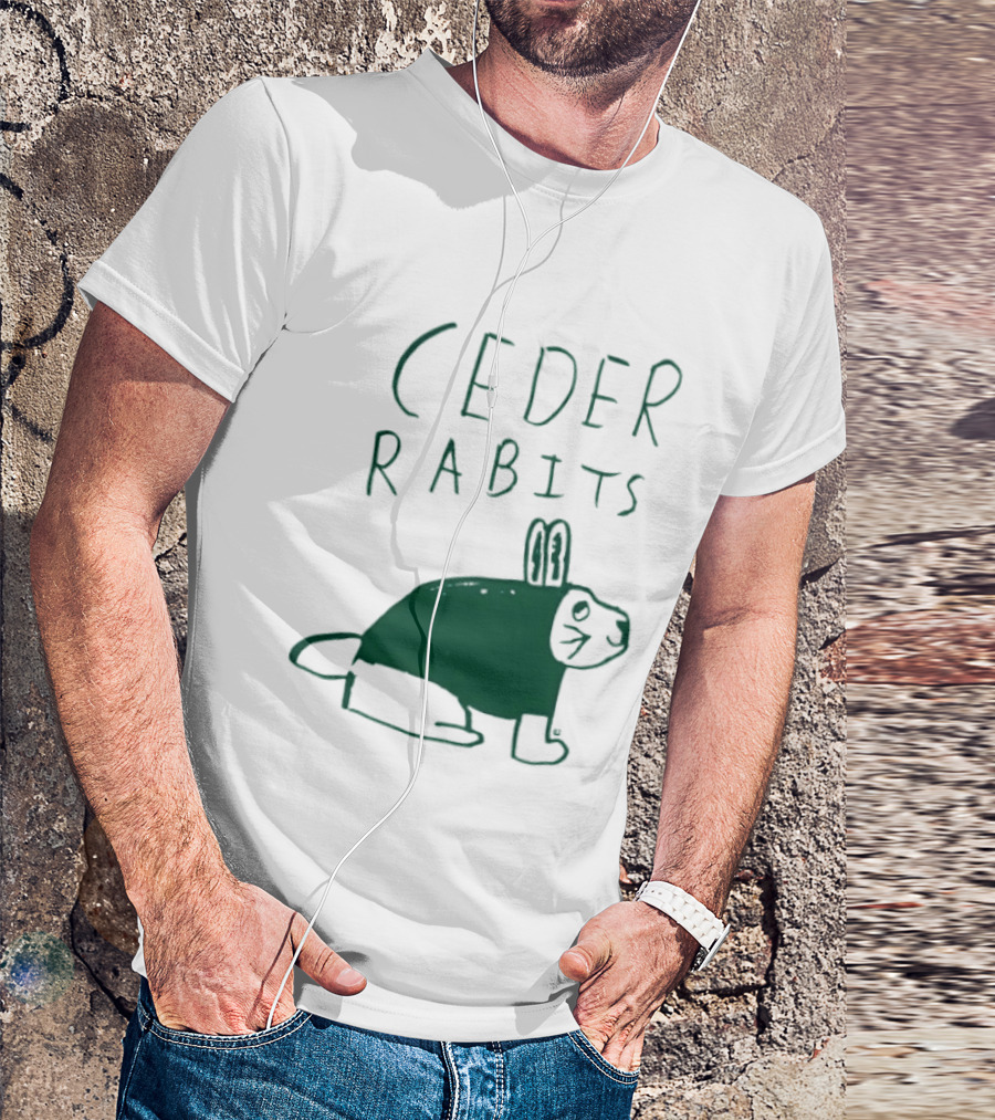 Cedar Rapids Ceder Rabits Playful Drawing T-Shirt