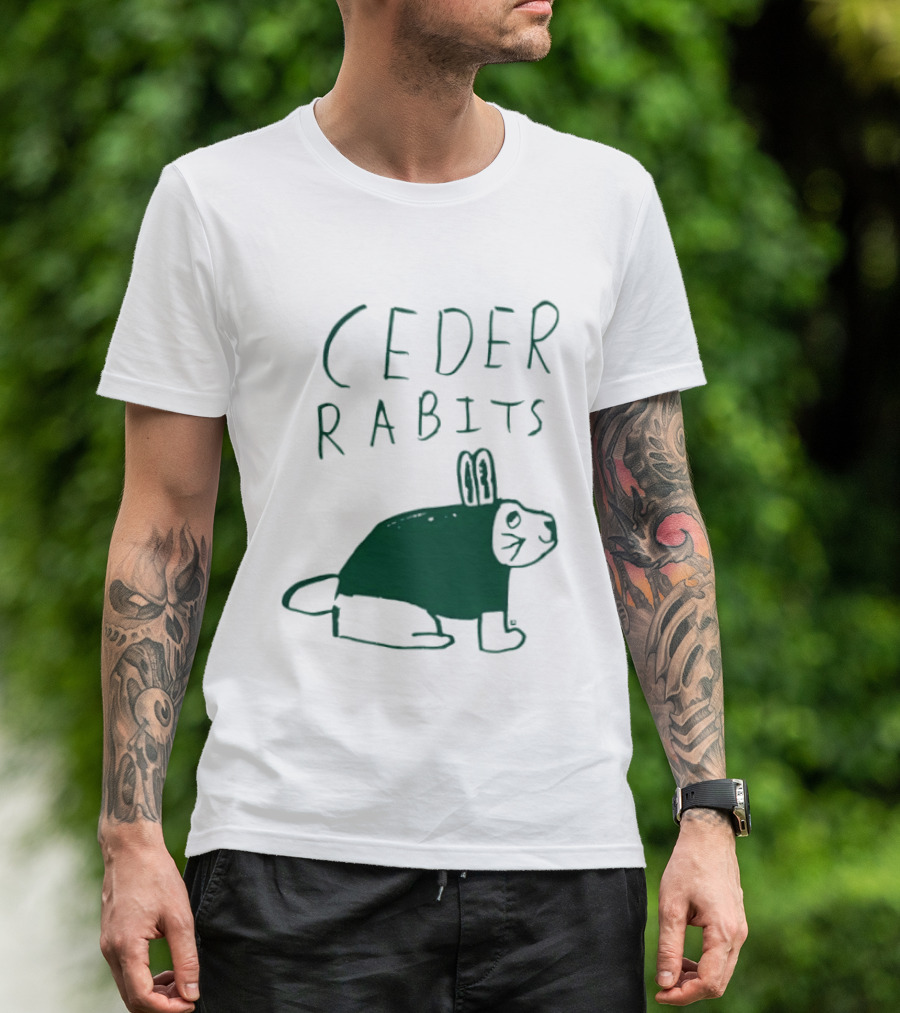 Cedar Rapids Ceder Rabits Playful Drawing T-Shirt