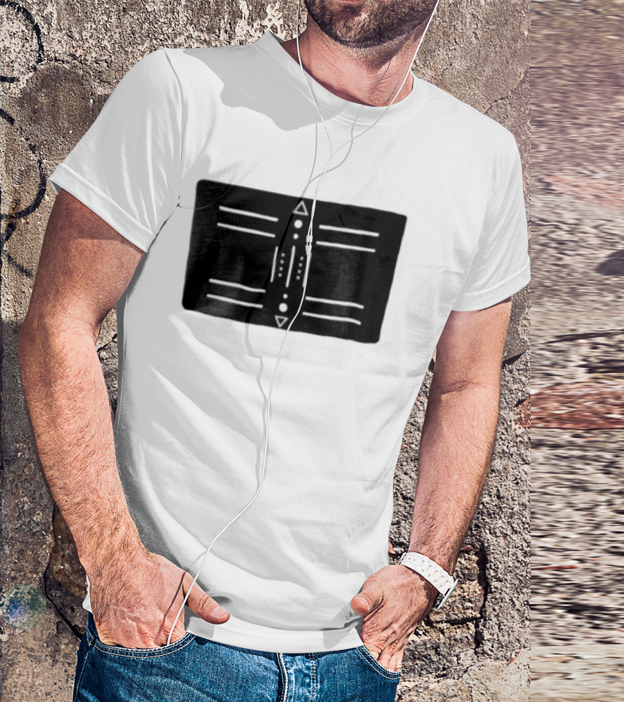 Black Geometric Tribal Design With Triangles And Dots T-Shirt