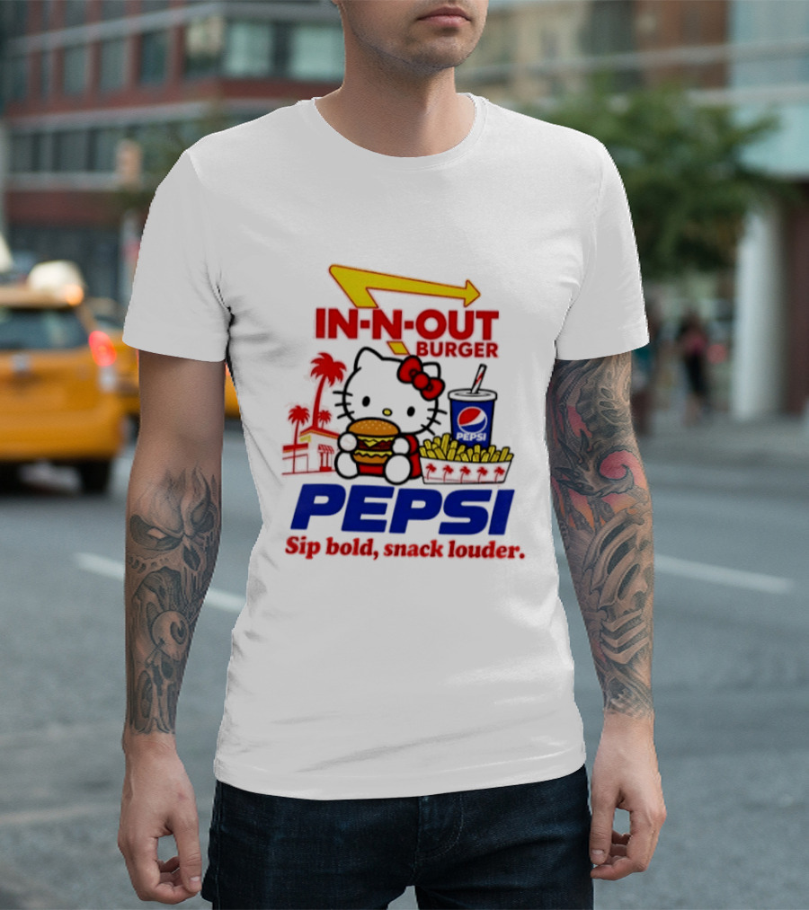 In N Out Burger Pepsi Hello Kitty Sip Bold Snack Louder T-Shirt