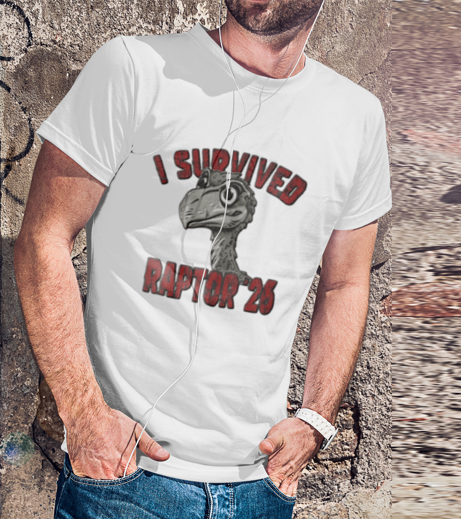 I Survived Raptor 26 Cartoon Dinosaur Head T-Shirt