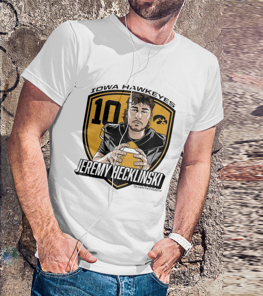 Iowa Hawkeyes 10 Jeremy Hecklinski Football Gold T-Shirt