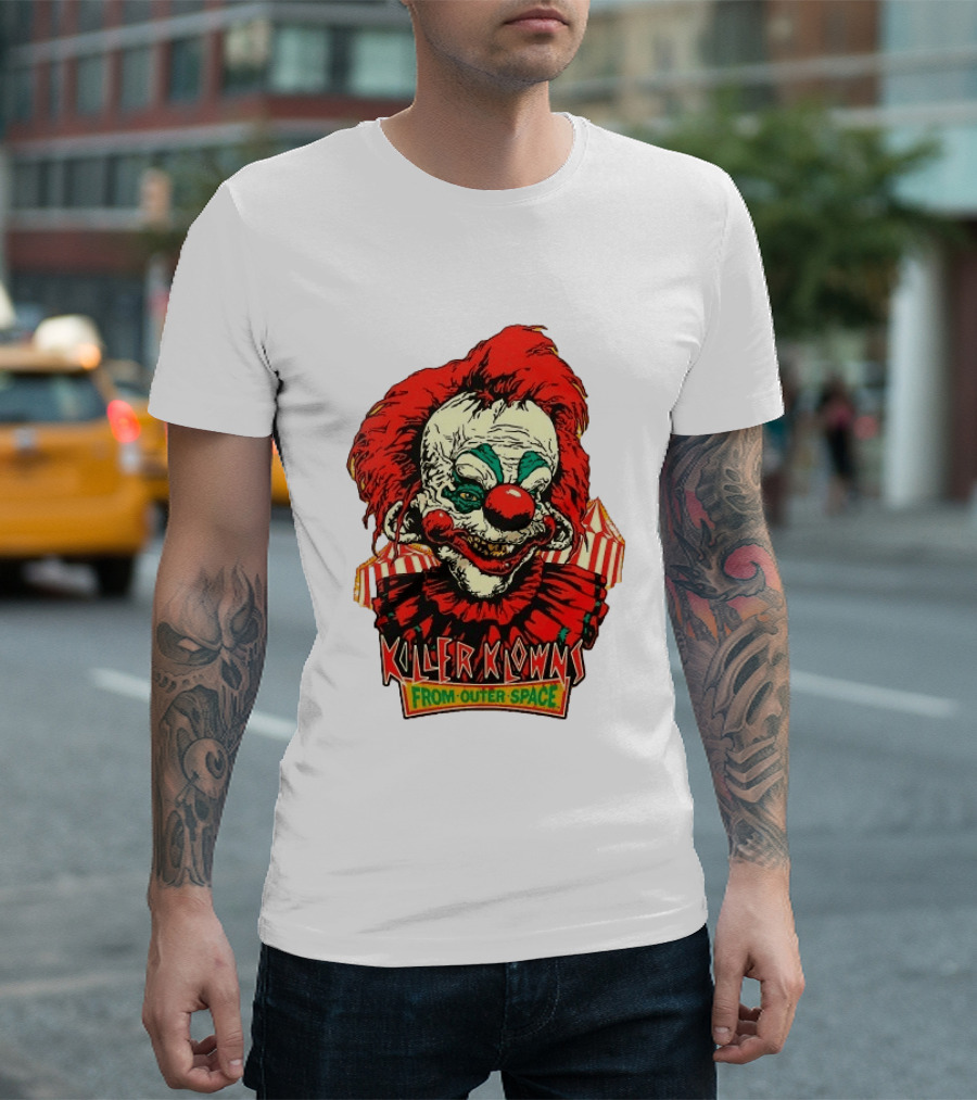 Killer Klowns From Outer Space Creepy Clown Art Red Nose Costume T-Shirt