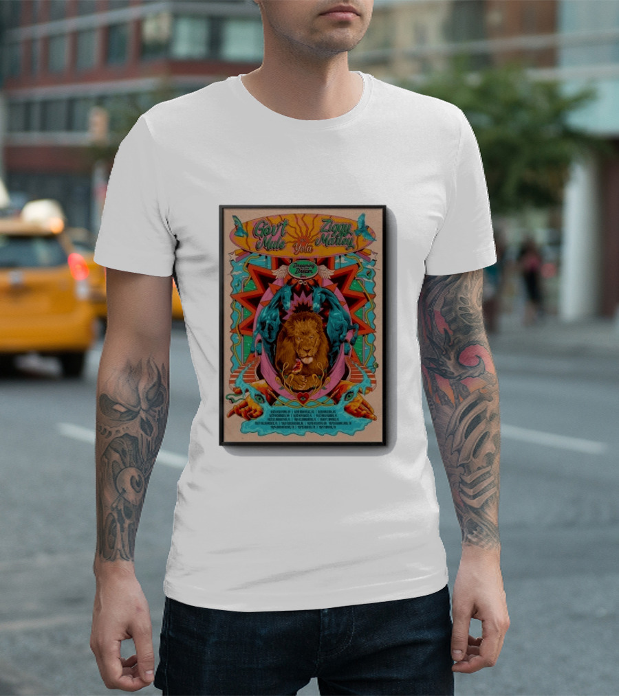 Gov't Mule Ziggy Marley Yola Dreaming The Same Dream Tour 2026 Lion Art And Dates T-Shirt
