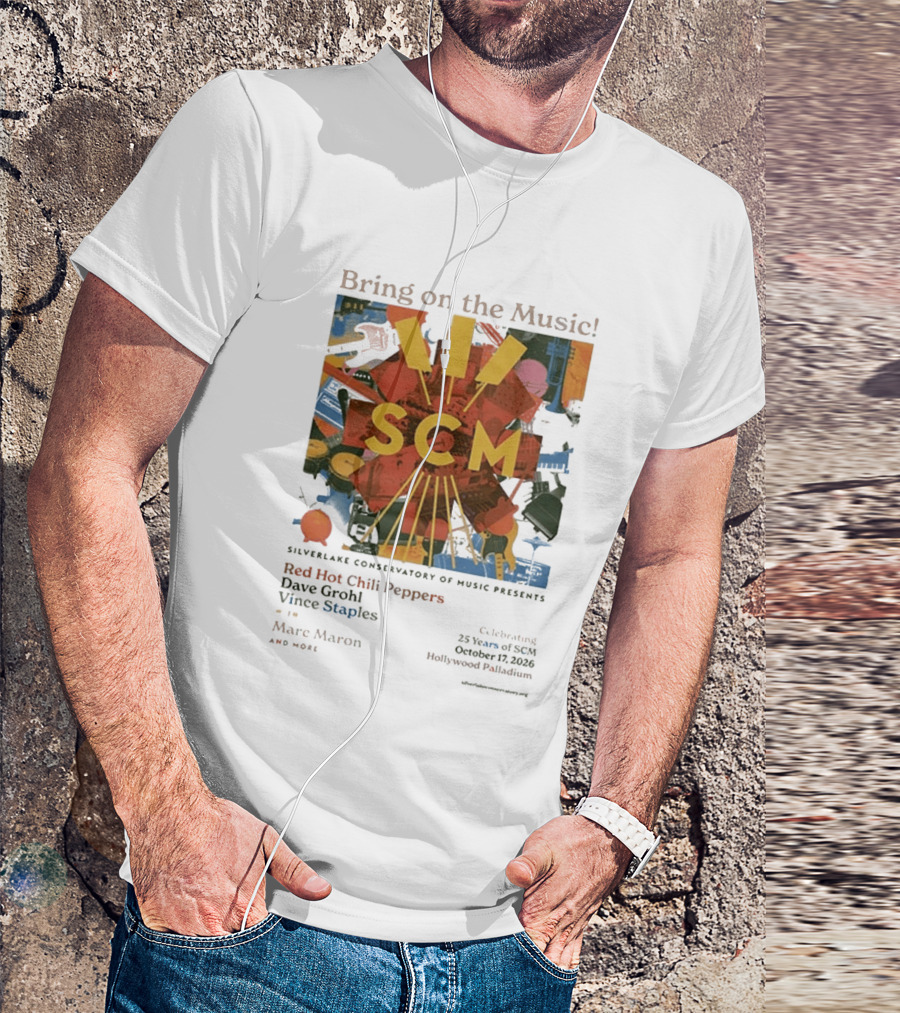 Bring On The Music Silverlake Conservatory Red Hot Chili Peppers Dave Grohl Vince Staples Event October 17 2026 Hollywood Palladium T-Shirt