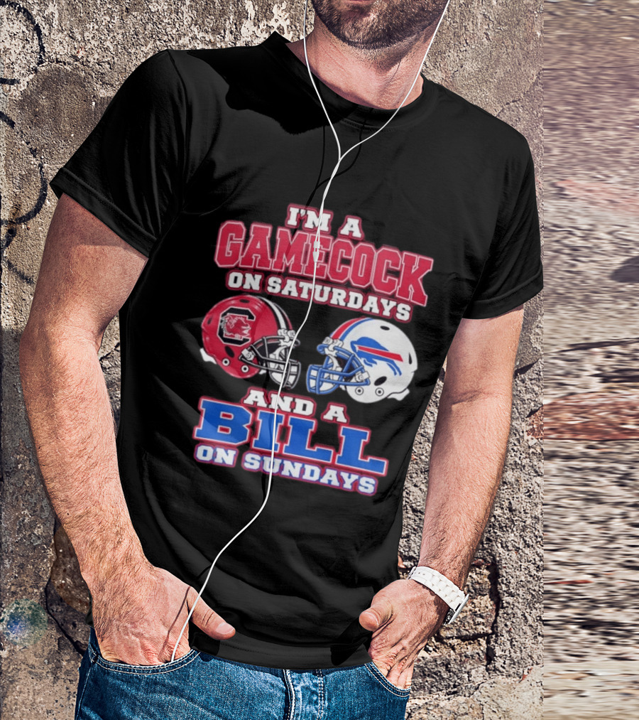 I'm A Gamecock On Saturdays And A Bill On Sundays Football Helmets T-Shirt