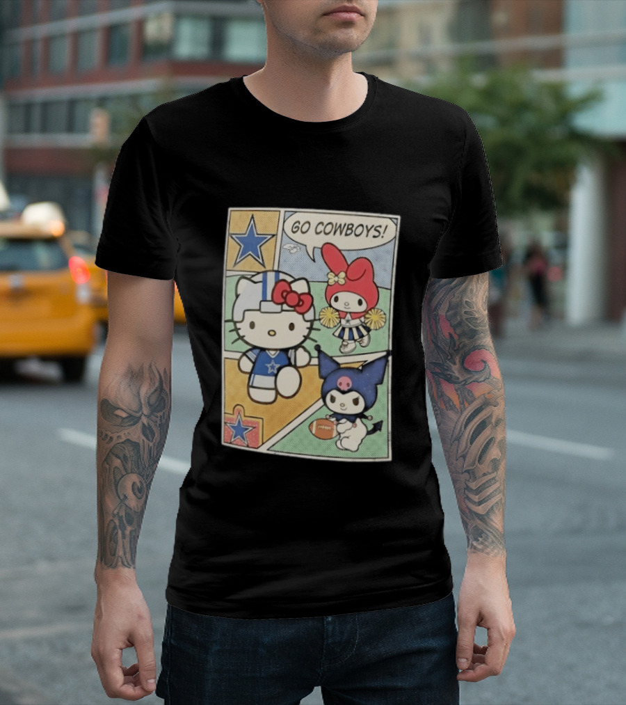 Dallas Cowboys Hello Kitty My Melody Kuromi Go Cowboys Comic T-Shirt