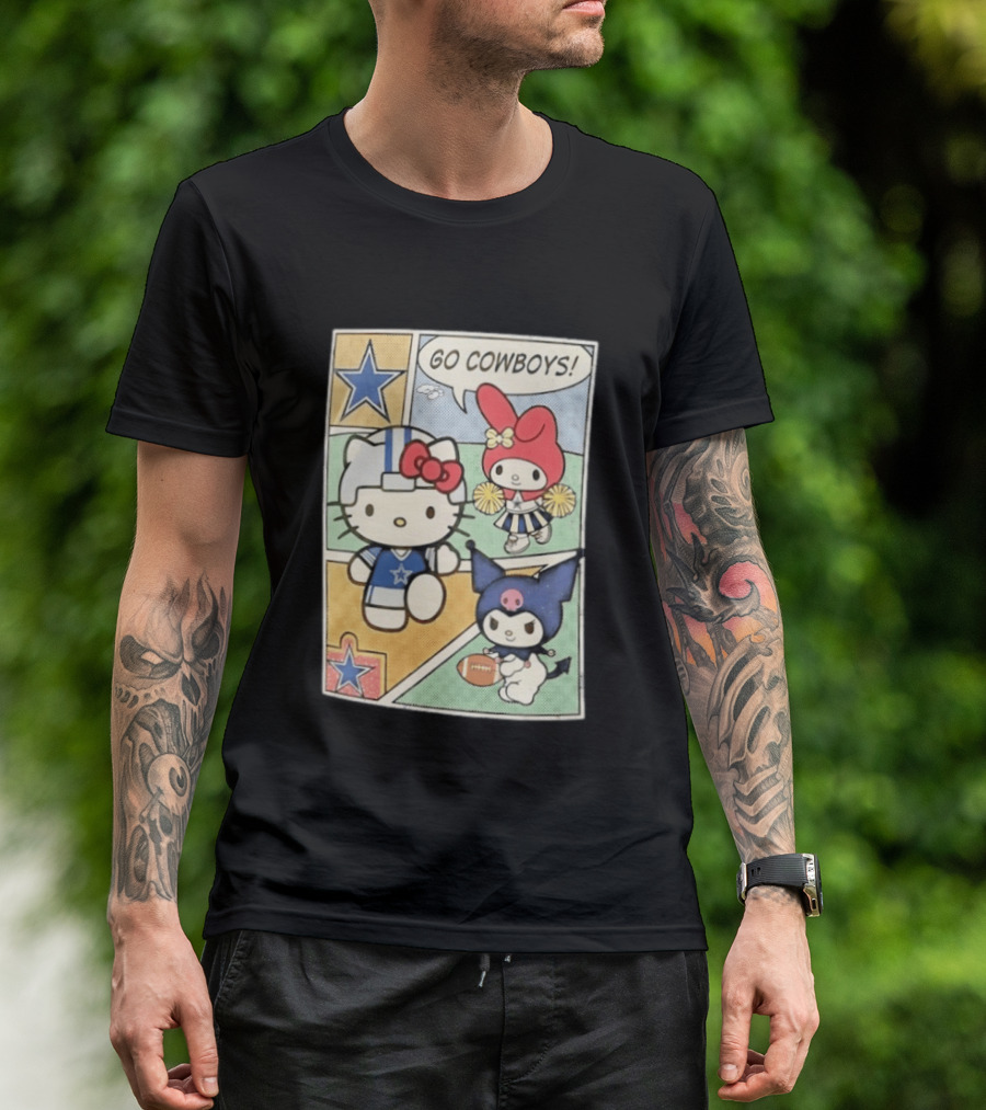 Dallas Cowboys Hello Kitty My Melody Kuromi Go Cowboys Comic T-Shirt