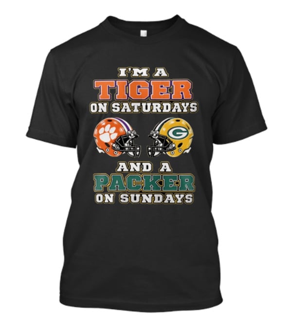 I'm A Tiger On Saturdays And A Packer On Sundays Clemson Green Bay Football Fan T-Shirt