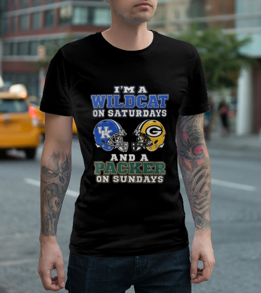 I'm A Wildcat On Saturdays UK Helmet And A Packer On Sundays G Helmet T-Shirt