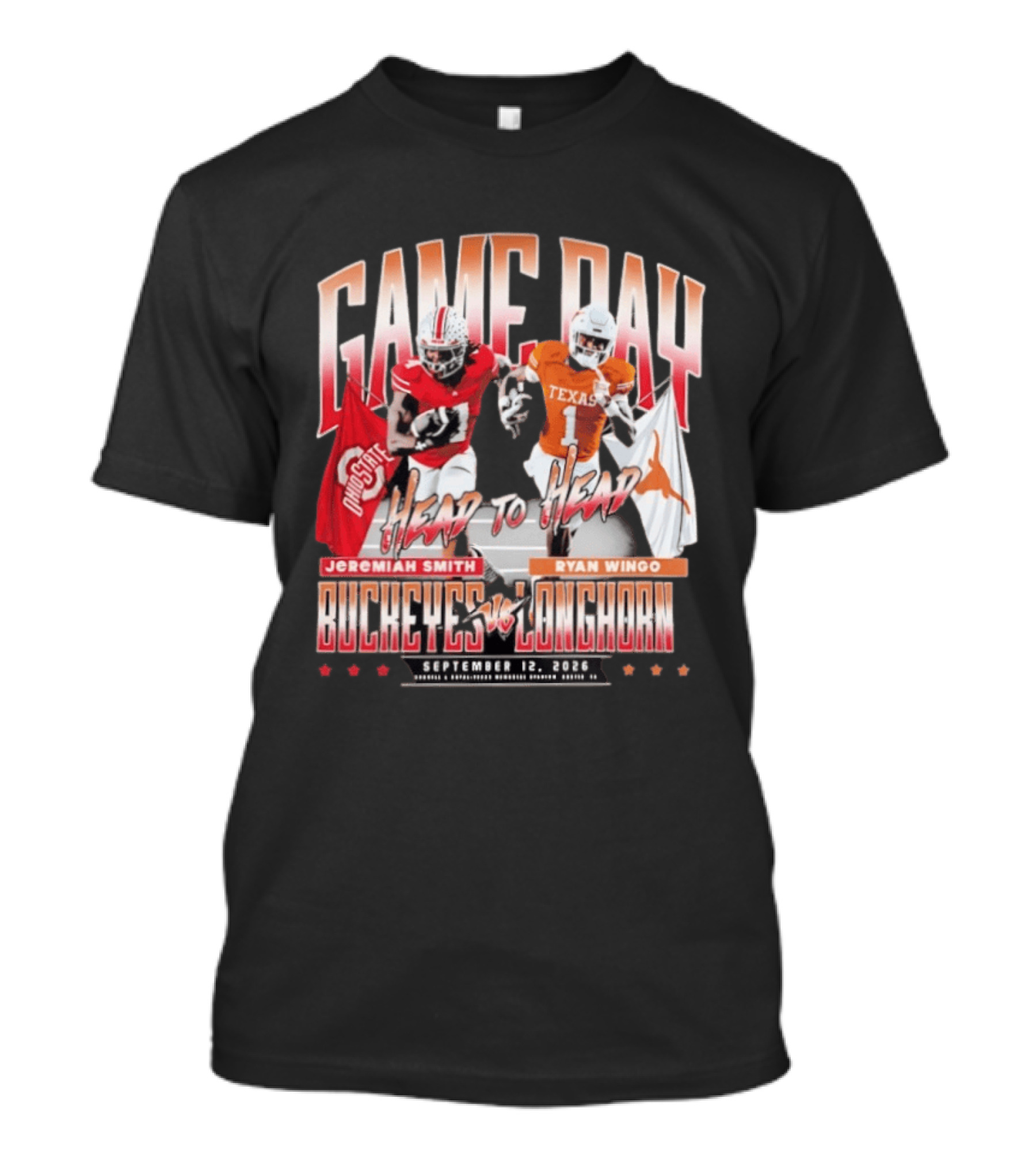 Game Day Buckeyes Vs Longhorns Jeremiah Smith Ryan Wingo September 12 2026 T-Shirt