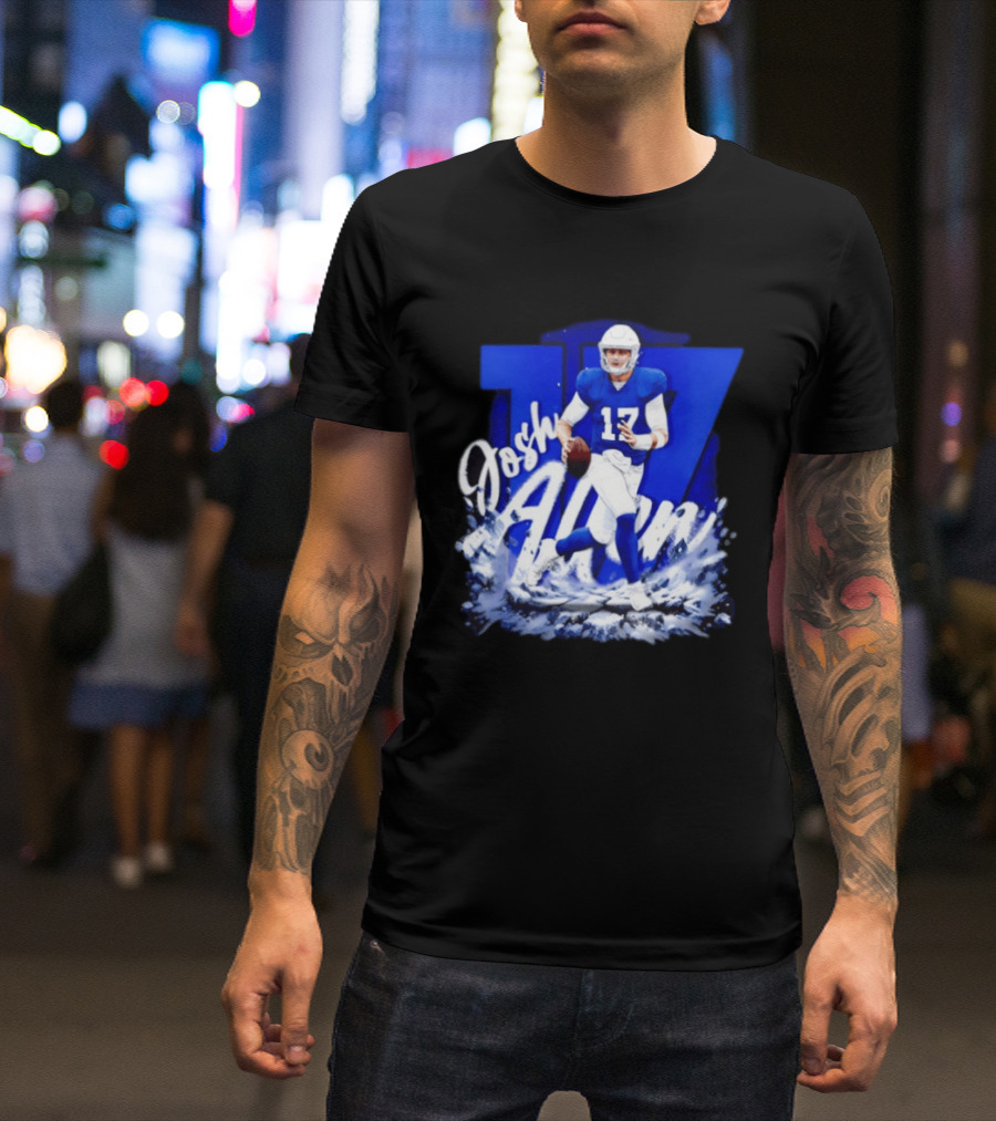 Josh Allen 17 Buffalo Bills Football Player Action T-Shirt