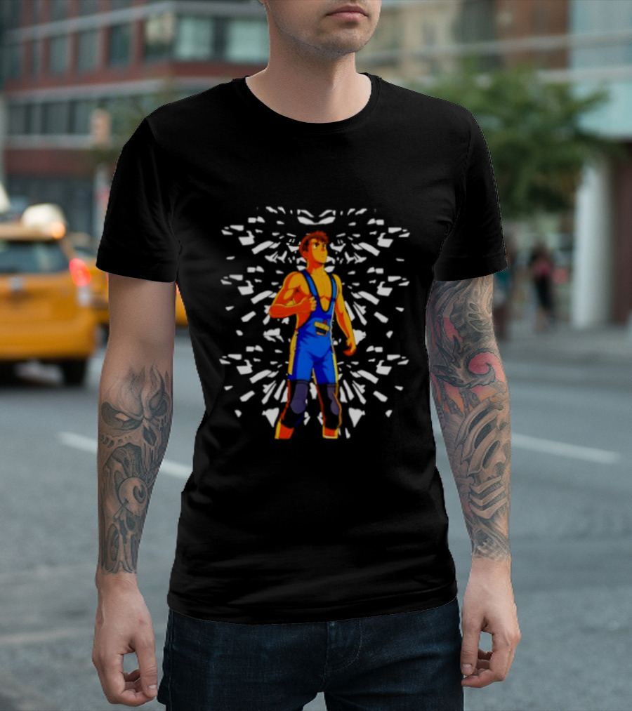 PackageJCB Shattering Glass Ceilings Powerhouse Character In Blue Jumpsuit And Red Boots T-Shirt