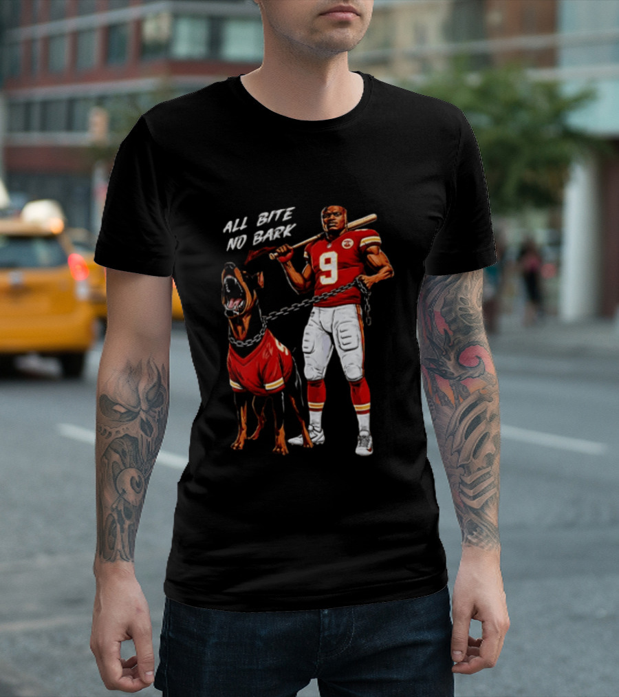Kenneth Walker III All Bite No Bark Number 9 Football Player And Dog T-Shirt