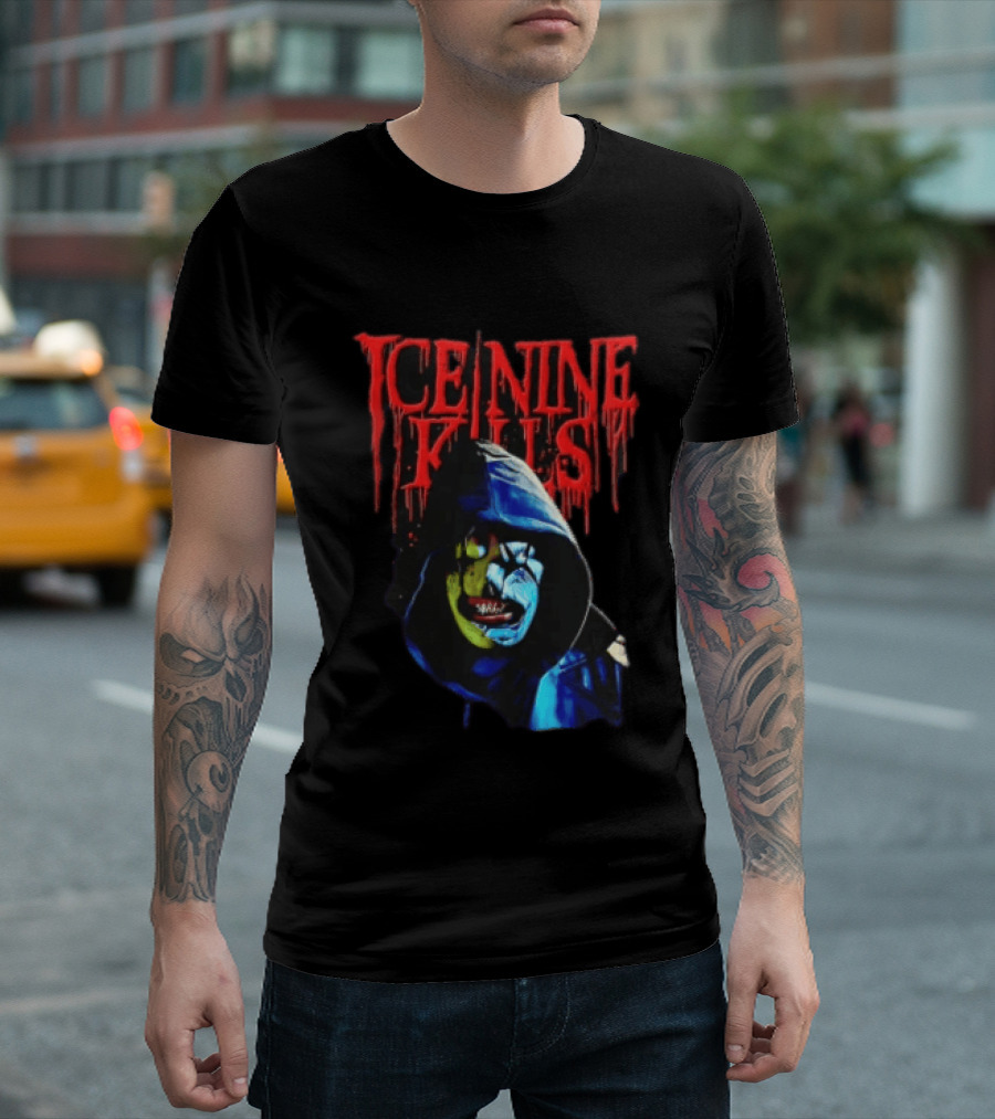 Ice Nine Kills Hooded Figure Clown Mask Dripping Red Letters T-Shirt
