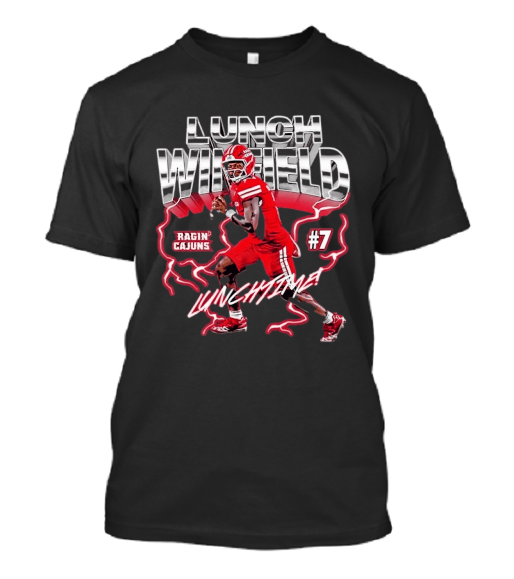 Lunch Winfield Ragin' Cajuns #7 LUNCHTIME NCAA Football Collage T-Shirt