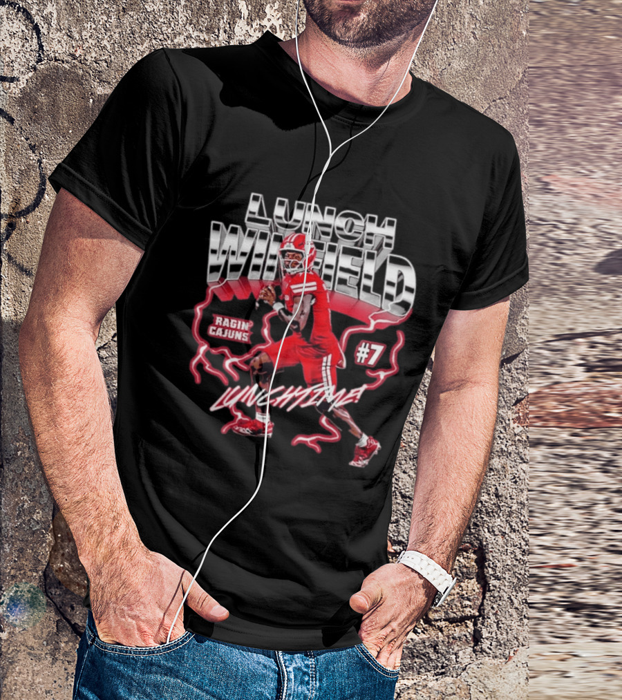 Lunch Winfield Ragin' Cajuns #7 LUNCHTIME NCAA Football Collage T-Shirt