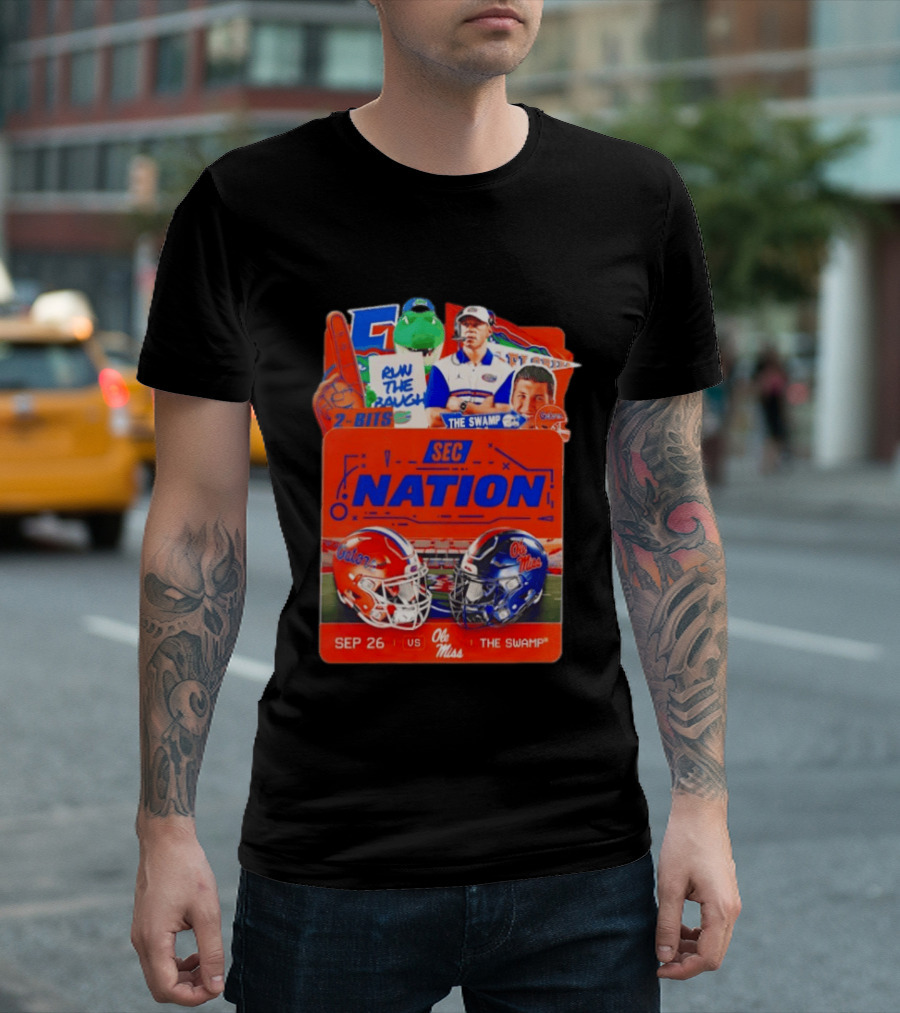 SEC Nation Florida Gators Vs Ole Miss The Swamp September 26 Helmets Football Rivalry T-Shirt