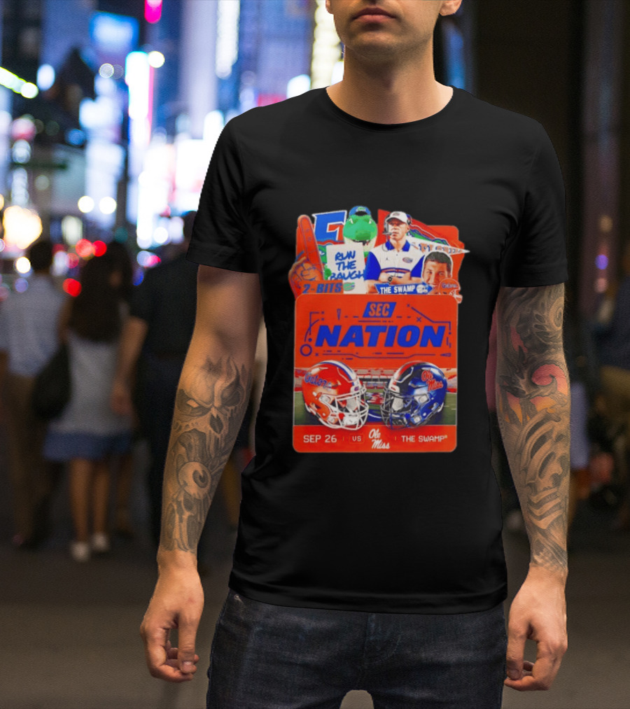 SEC Nation Florida Gators Vs Ole Miss The Swamp September 26 Helmets Football Rivalry T-Shirt