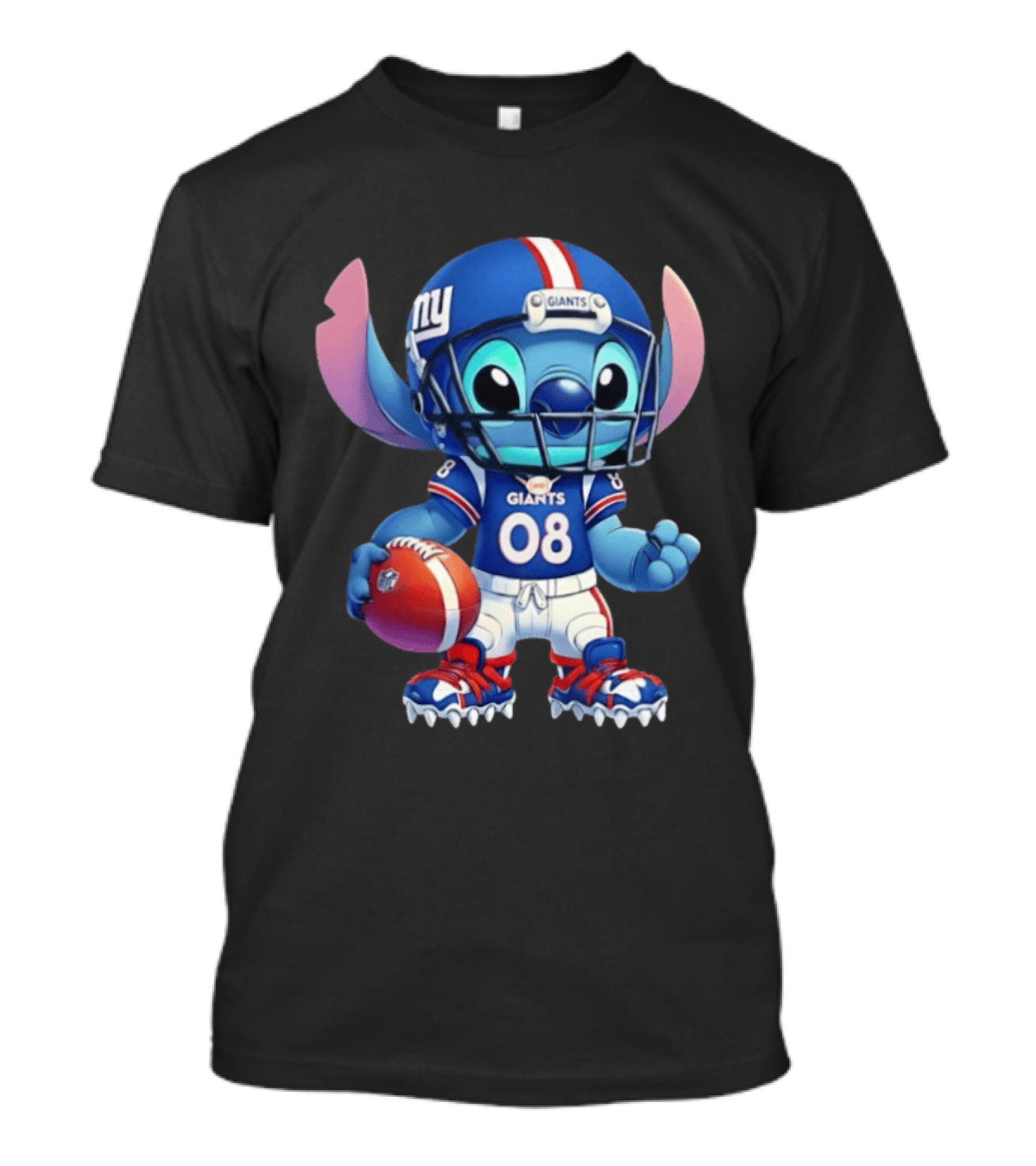 Stitch New York Giants Player Cartoon Collaboration 08 Football T-Shirt