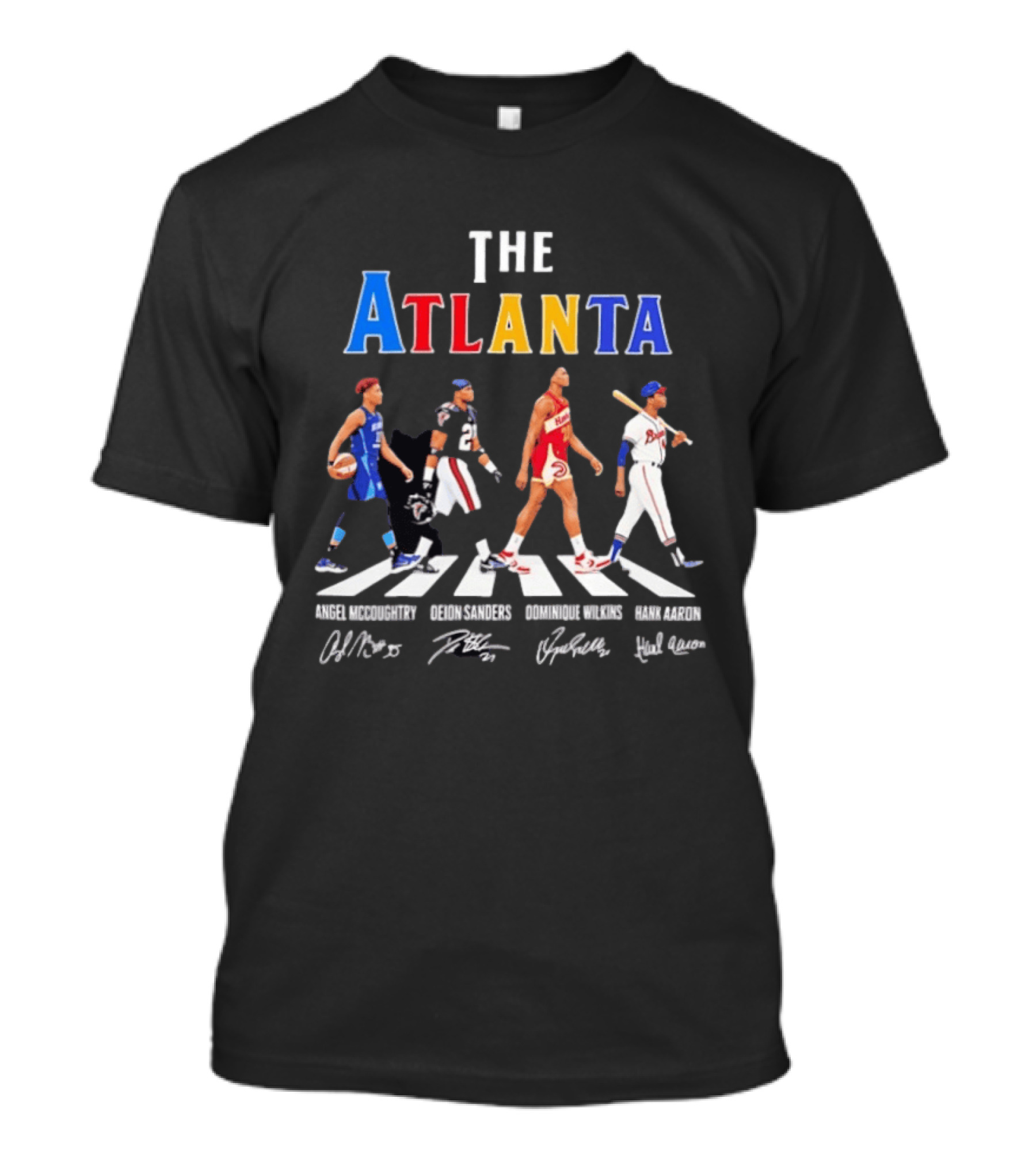 The Atlanta Angel McCoughtry Deion Sanders Dominique Wilkins Hank Aaron Signatures T-Shirt