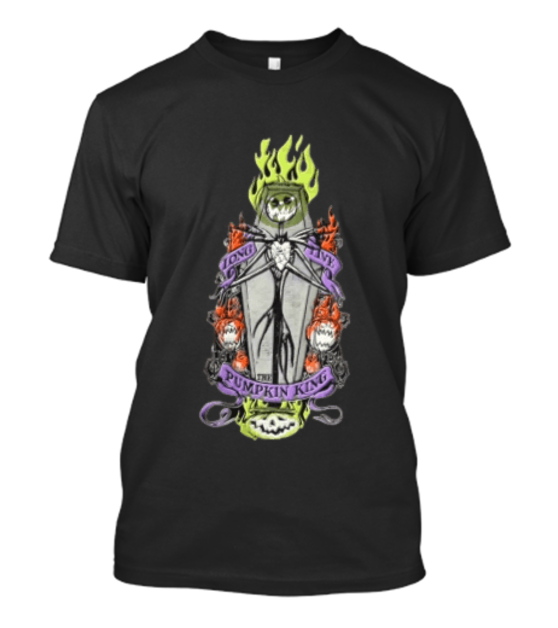 The Nightmare Before Christmas Long Live The Pumpkin King Skeleton Coffin Flames Pumpkins T-Shirt