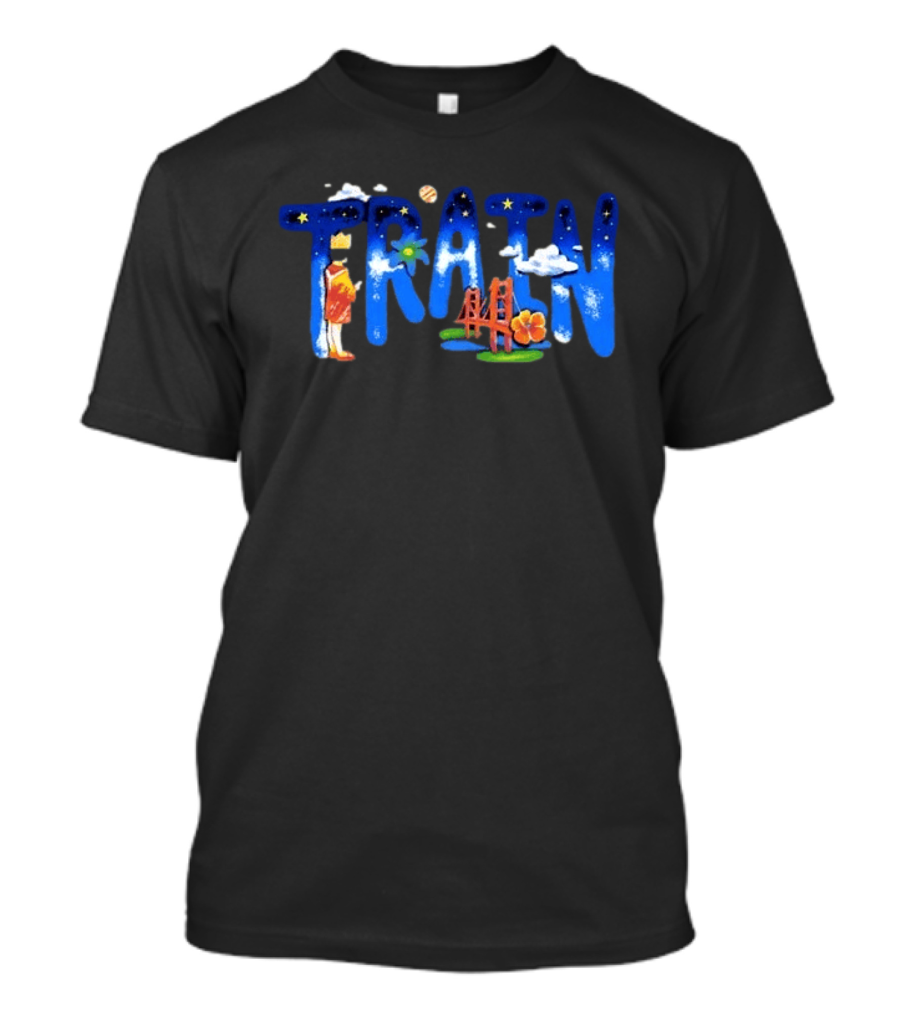 Train Trans Siberian Starry Tour 2026 Golden Gate Bridge Clouds And Stars T-Shirt