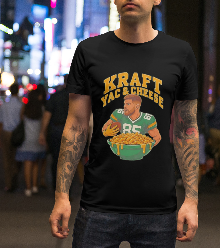 Kraft Yac & Cheese Green Bay Packers 85 Football Player With Bowl T-Shirt