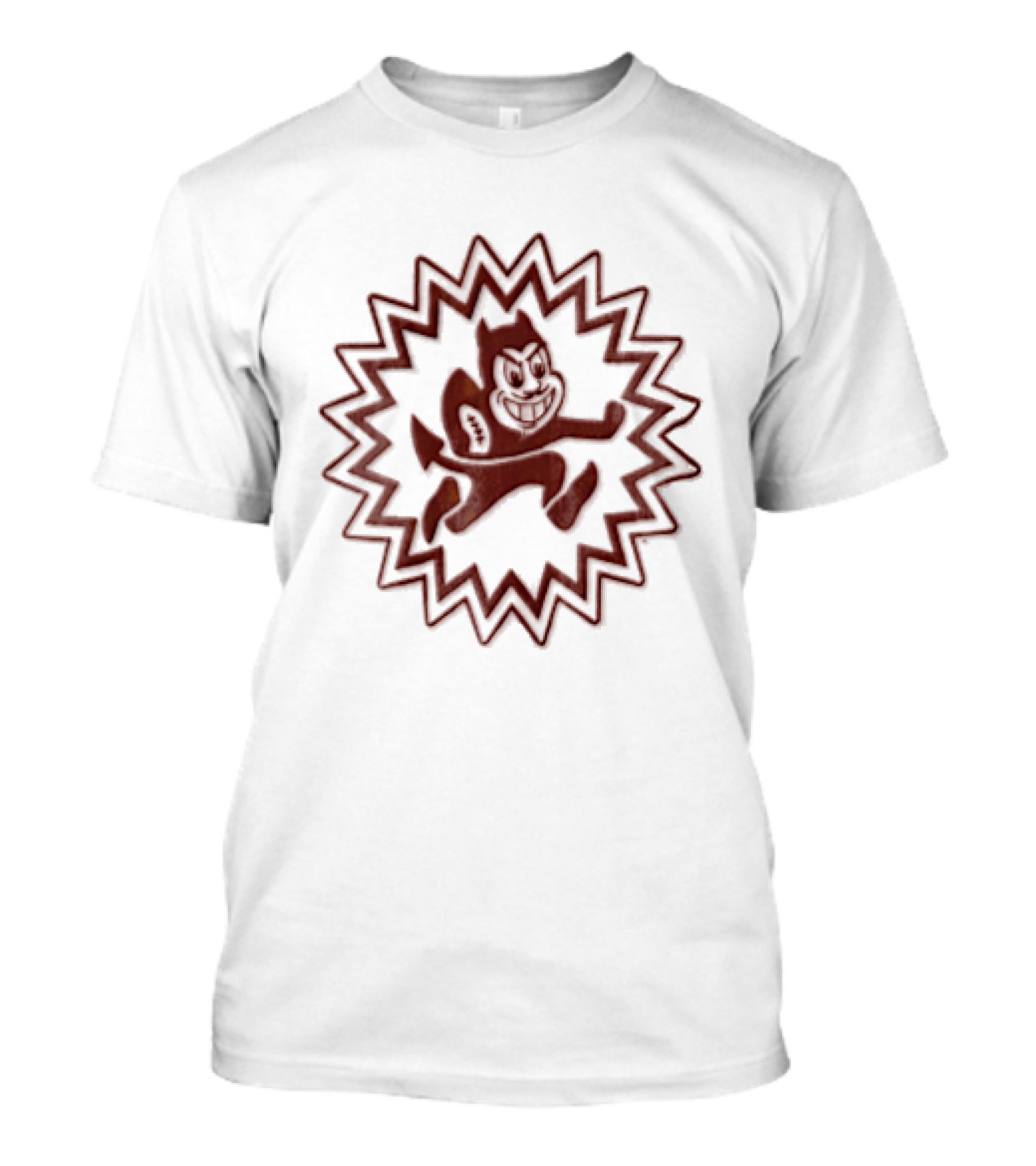 Arizona State Sun Devils Mascot Cartoon Devil Running Football Burst T-Shirt