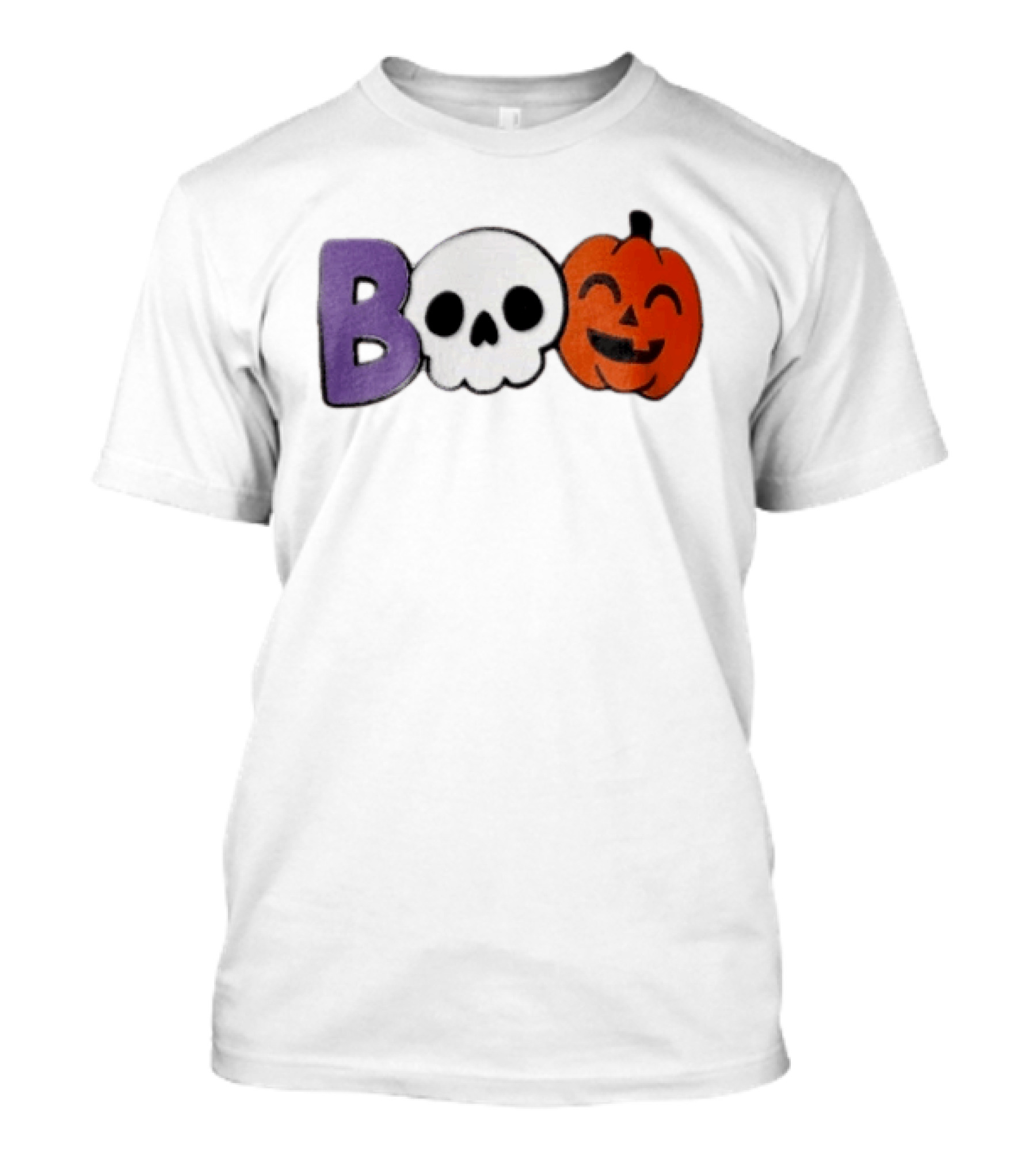 BOO Skull Pumpkin Purple Letter Halloween Fun T-Shirt