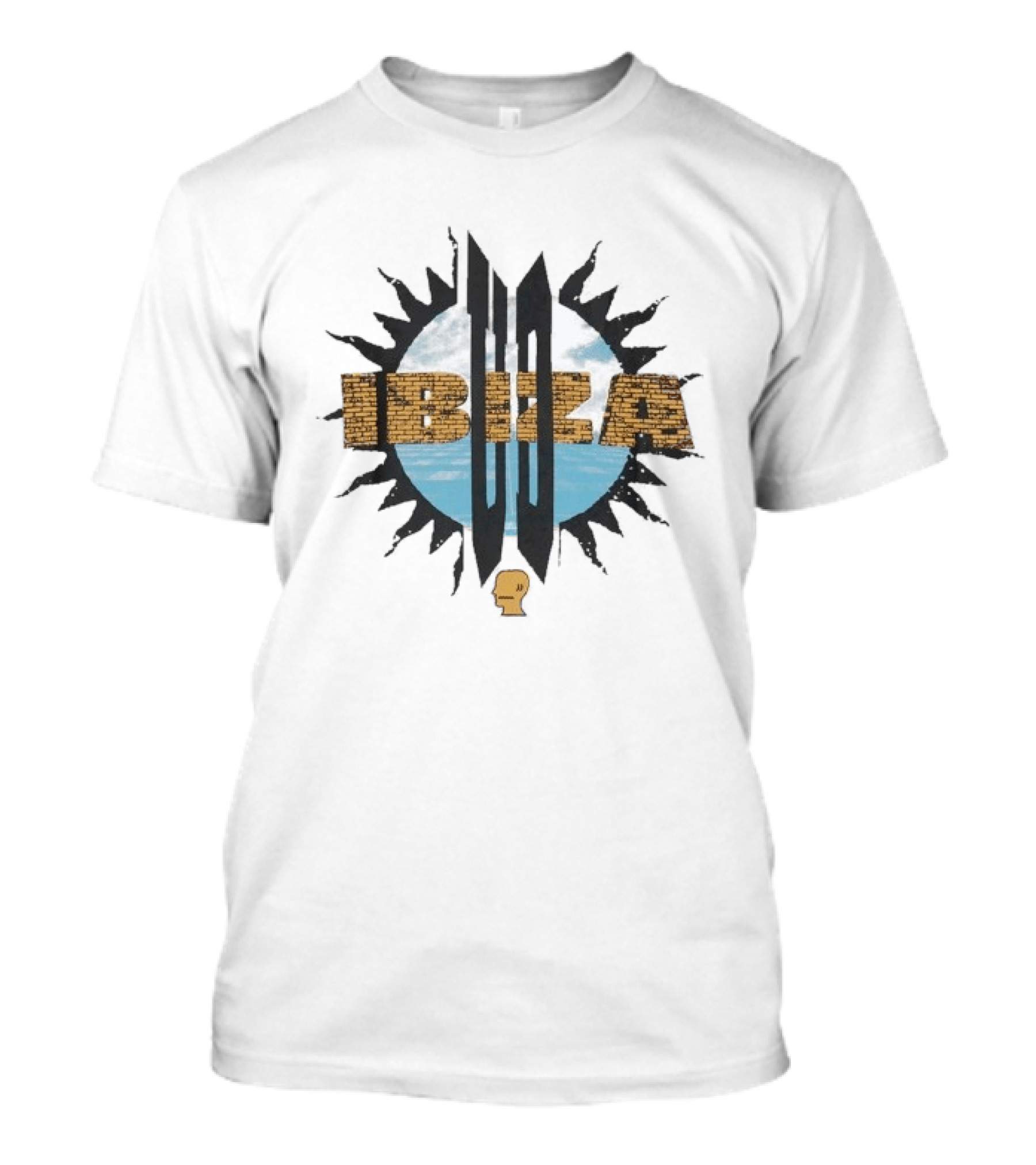 Brain Dead UD Ibiza Sun Collaboration Brick Text With Sun And Sky T-Shirt