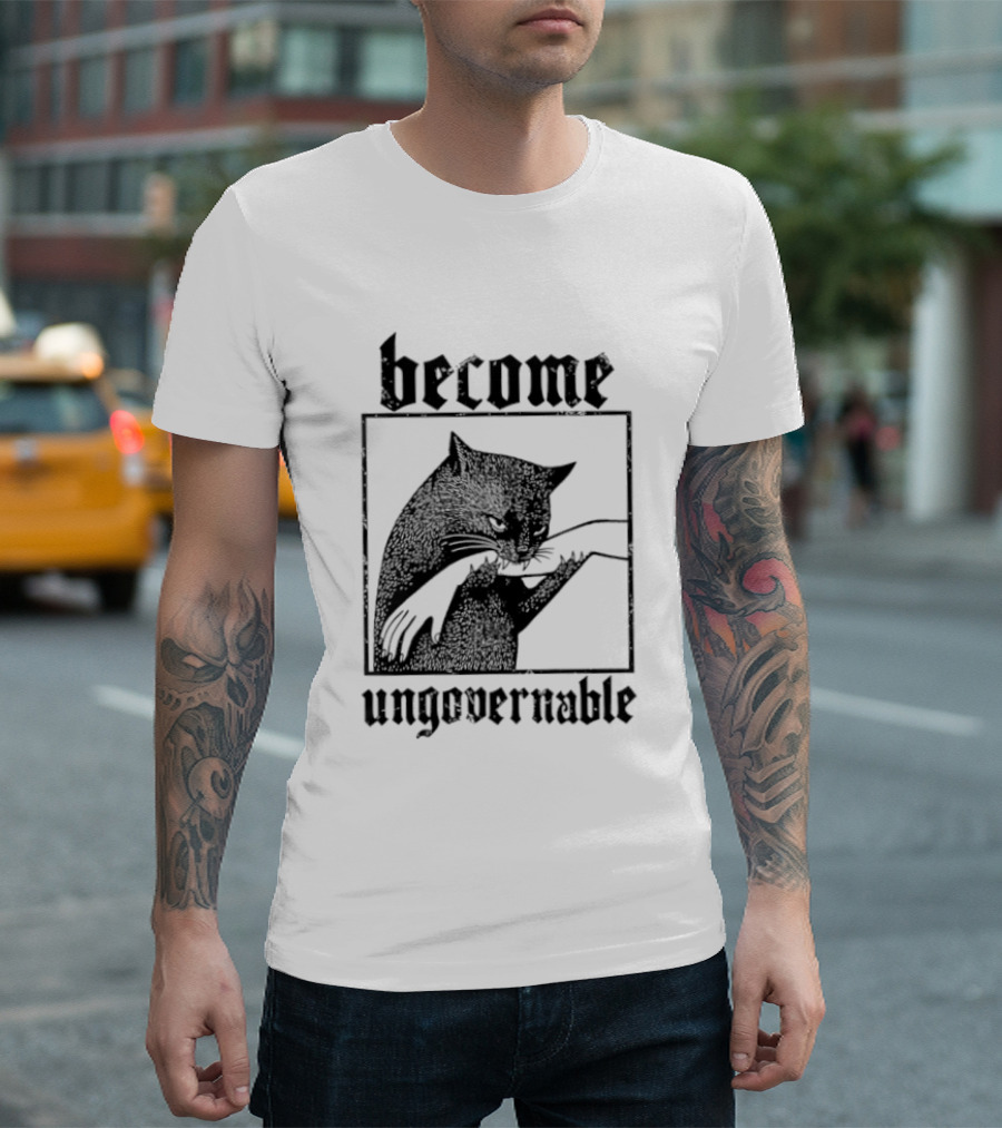 Become Ungovernable Cat Vintage Blackletter T-Shirt
