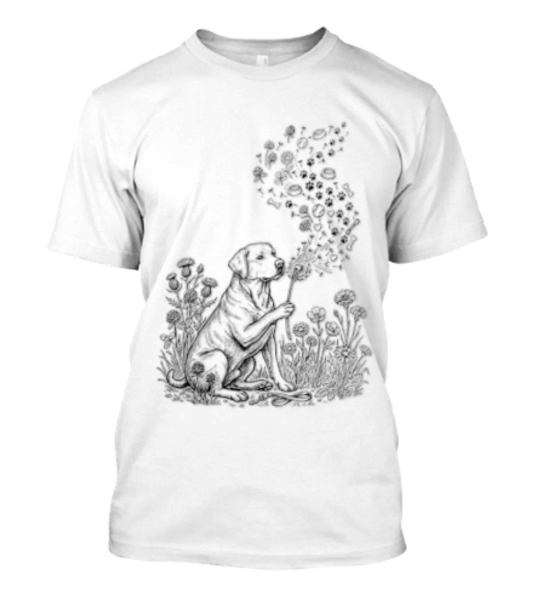 Floral Labrador Retriever Dandelion Dog With Flower T-Shirt